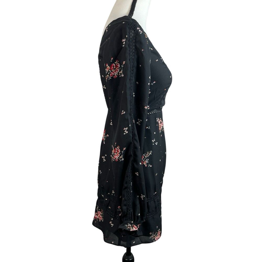 Show Me Your Mumu Helen Mini Dress XS Black Floral Long Sleeve Smocked Back - Picture 5 of 13